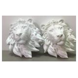 Pair Of Male Lion Decorative Wall Sconces 8"
