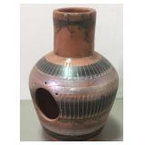 Etched Navajo Horsehair Pottery Vase 10" Tall