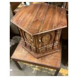 Vintage 70s Octagon Decorative Storage Side Table
