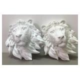 Pair Of Male Lion Decorative Wall Sconces 8"