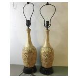Matching Etched Ceramic Asian Style Lamps