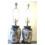 Matching Asian Ginger Jar Decorated Table Lamps