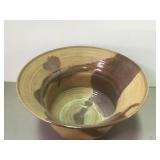14" Wide Brown Glaze Stoneware Pottery Bowl