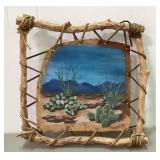 10" Painted Leather Southwestern Artwork