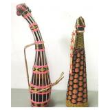 2 Vintage Scoubidou Woven Colorful Bottles BOHO