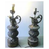 Vtg Baroque Rococo Style Pitcher Matching Lamps
