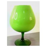 11" Tall Neon Green Blown Glass Margarita Glass