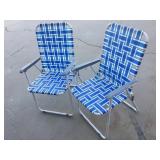 Folding Blue White Metal Patio Chairs