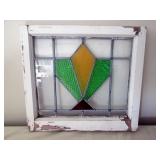 Vintage Wood Framed Stained Glass Window