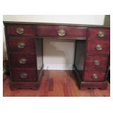 Vtg 8-Drawer Wood Desk w/ Dovetail Drawer Joints