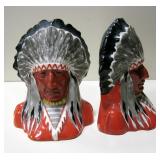 Vintage Pair of NA Chief Bust Ceramic Bookends