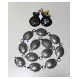 Vintage Mexican Trinket & Silver Tone Metal Belt