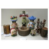 NA Styled Wooden Ceramic & Wax Figurines / Shakers
