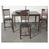 Wooden Rectangle High Top Table w/ 3 Chairs