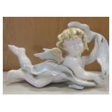 Vintage Unmarked Ceramic Cherub Figurine 7"x13"