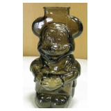 Walt Disney Olive Glass Mickey Mouse Coin Bank