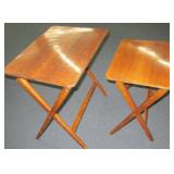 2 Mid Century Modern Wood Folding Tables
