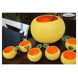 Orange Punch Bowl & Cups