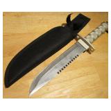 14" Silver Bowie Knife With Sheath