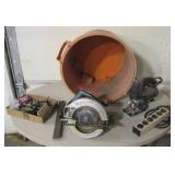 Tub of Various Vintage Tools, Power Surge & More