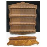 2 Vintage Wood Foliated Spoon Display Plaques