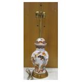 31" Chinese Floral Vase & Lid  Turned Dual Lamp