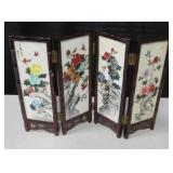 Chinese 4 Panel w/ Marble Art Mini Room Divider