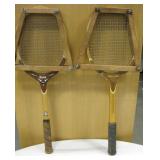 2 Vintage Wood Wilson Tennis Rackets With Press