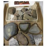 Box of Agate Slices and Various Other Minerals