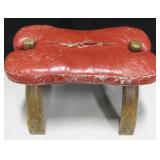 Vintage Wood Red Padded Camel Saddle