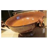 13" Diameter Hand Made Pottery Pedestal Bowl