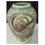 Vintage Japanese Raised Enamel Samurai Vase
