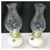 2 Vintage Lamplight Farms Hurricane Lamps 13"H
