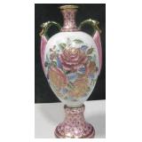 14"H Vintage Styled Raised Enamel Floral Vase