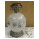 Vintage Hand Painted Glass Orb Table Lamp 13"H