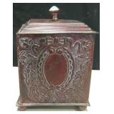 10"x7"x5" Foliated Tin Box w/ Finial Lid (Dented)