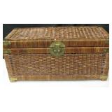 13"x28"x12" Vtg Asian Styled Wicker & Brass Box