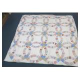 64" x 64" Circle Pattern Hand Stitched Quilt