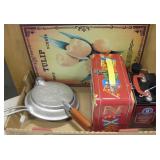 Tin Sign & Cookie Boxes, Krumkake Iron Plate