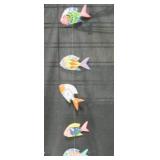 30"L, 5 Polychrome Wood Fish Form Hanging Art