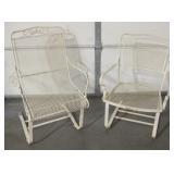 2 Vintage White Tone Metal Garden Bounce Chairs