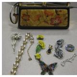 Debbie Brooks Purse w/ VNTG Costume Jewelry