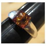 Sterling Silver Amber Ring