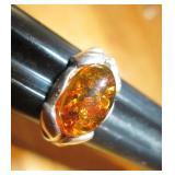Sterling Silver Amber Ring