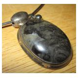Sterling .925 Marked Black Stone Choker Pendant