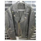 Vintage Black Leather Biker Jacket Size 46