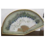 Painted Peacock Feather Fan Shadowbox Wall Display