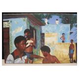 24"x36" Motley Signed Black Caribbean Styled Art