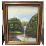 24"x21" L. De Russy Water Fall Oil on Canvas Art
