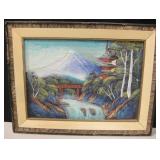 12x16" VNTG Oil on Board 3D Japanese Art Landscape